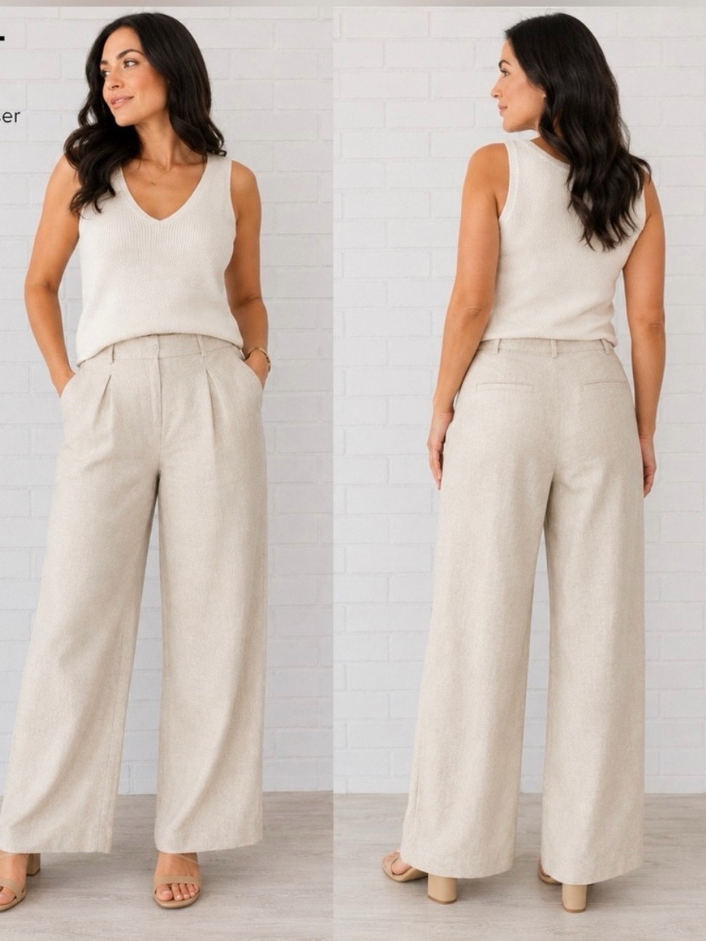 NWT LOFT Peyton Linen Blend Pleated Wide Leg Trouser Pants 10 petite curvy